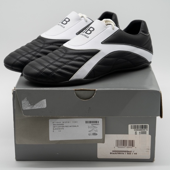 Size 44 - Balenciaga Zen Sneakers Black White Leather - Picture 12 of 13